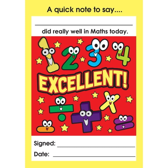 SuperStickers 'Excellent Maths' Teacher Reward Praise Note Pad