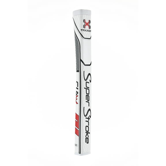 SuperStroke Traxion Claw® Golf Putter Grip, White/Red (Claw® 1.0) | Advanced Surface Texture that Improves Feedback and Tack | Minimize Grip Pressure with a Unique Parallel Design | Tech-Port