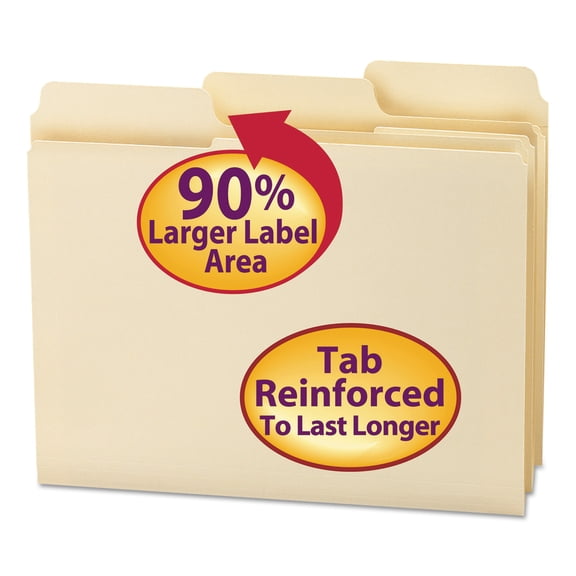 Smead, SMD10395, SuperTab File Folders, 100 / Box, Manila