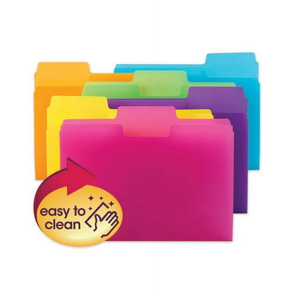 "SuperTab Top Tab File Folders, 1/3-Cut Tabs: Assorted, Letter Size, 0.75"" Expansion, Polypropylene, 18/Pack | Bundle of 2 Packs"