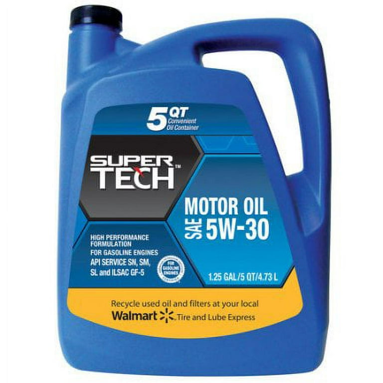 Super Tech Motor Oil 5W 30 Gasoline Engines 5 Quart Walmart