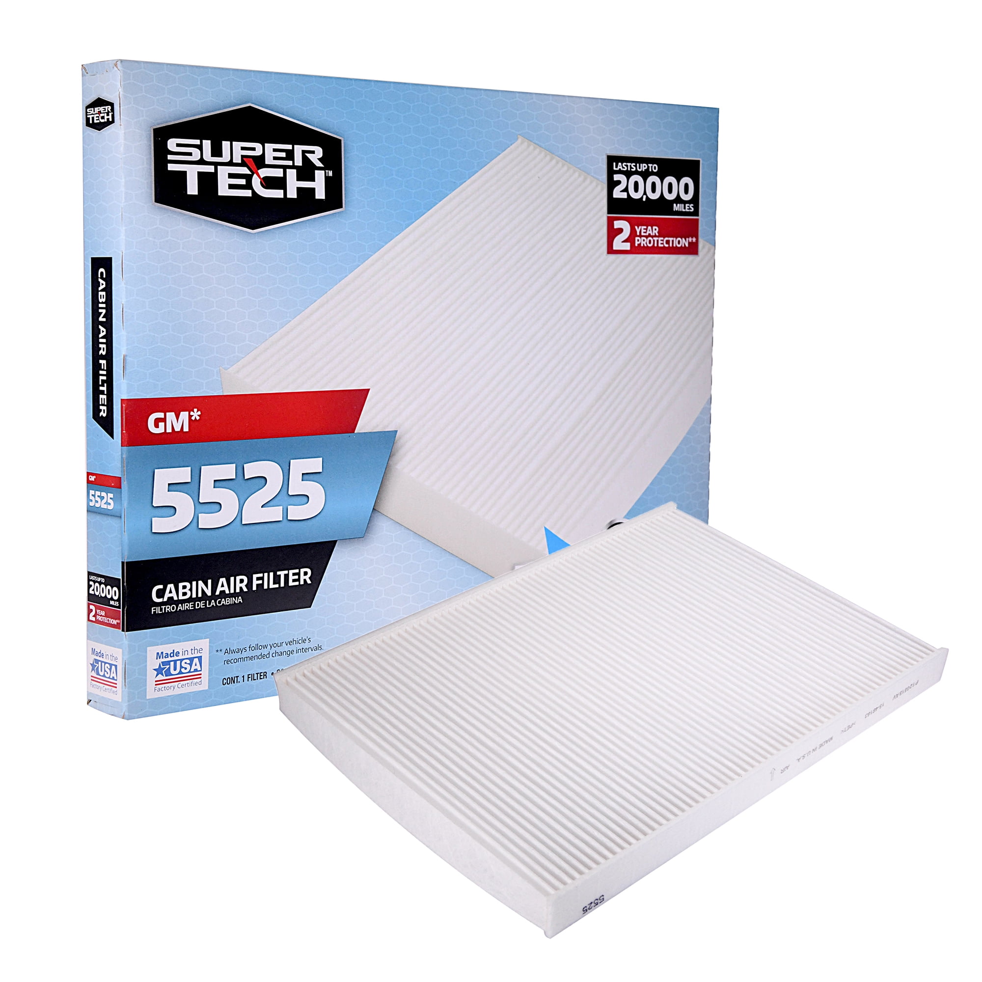 SuperTech Cabin Air Filter 5525, Replacement Air/Dust Filter for GM