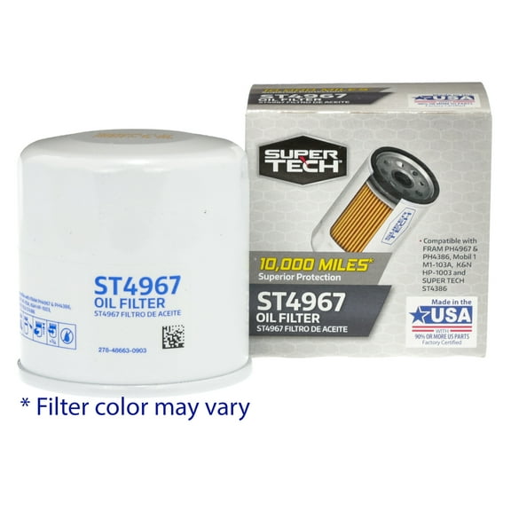 SuperTech ST4967 10K mile Spin-on Oil Filter, , for Daihatsu, Lexus and Toyota Fits select: 2019-2023 TOYOTA RAV4, 2018-2023 TOYOTA CAMRY