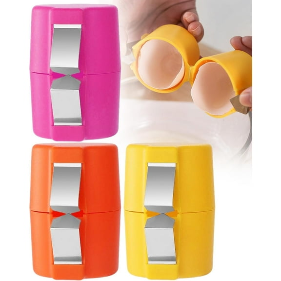 SuperTop 3PCS Egg Shell Opener, Egg Cracker Egg Peeler Egg Separator for Raw Eggs, Hard Boiled Egg Peeler Tool for Cutting Eggs, Eggs Breaker Kitchen Gadgets for Cooking Bakery (Orange&Pink&Yellow)