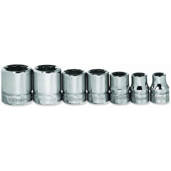 SuperTorque 7-Piece 3/8-Inch Drive 8 Point Socket Set, Lobular Openings, Chamfered Ends, High Polish Chrome Finish