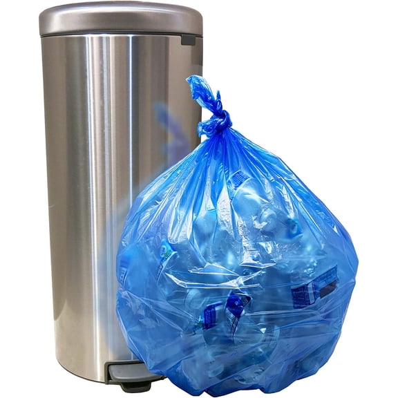 SuperValue 16-25 Gallon Recycling Bags | 240 Count Bulk | Blue Trash Bags | Commercial Can Liners