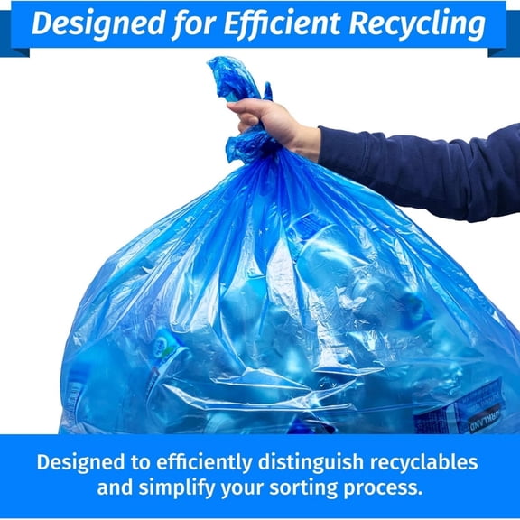 SuperValue 55-60 Gallon Recycling Bags | 150 Count | Blue Trash Bags