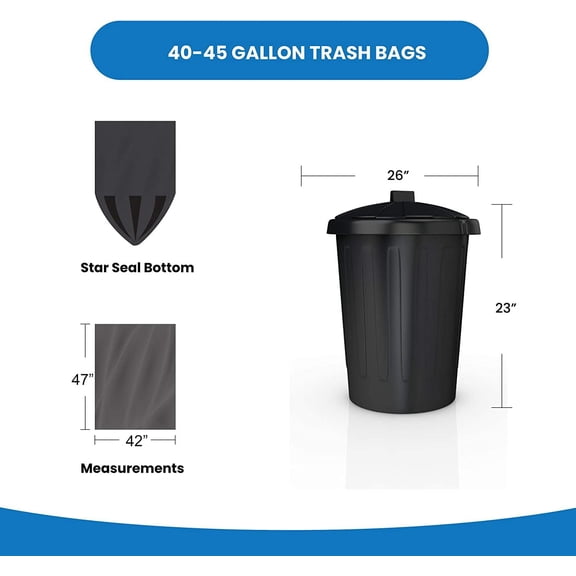 SuperValue Trash Bags - 50 Gallon Capacity, Heavy Duty, Black Plastic