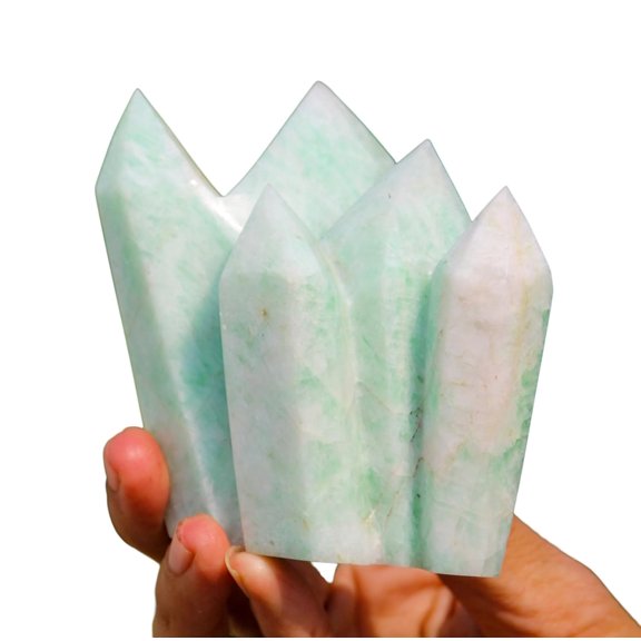 Superb Decorative Green Amazonite Crystal Hand Carved Pointed Cluster for Healing Stone & Spiritual Home Decor, Sacred Crystal Gift Chakra Balancing, Serene Energy Enhancer for Yoga & Reiki 415gm