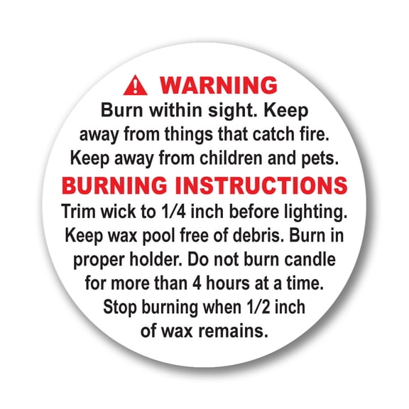 Superb Home 100 pcs 2 inch ASTM Compliant Candle Warning Labels Stickers Waterproof Scratchproof Perfect Size Fire Safety Big Text Soy Wax Making Supplies Package Jars Tins Containers