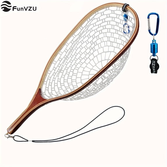 Superb Magnetic Fly Fishing Net with Lightweight Rubber Mesh - Durable, Fish-Friendly Design, Safety Cord & Copper Swivel for Effortless Catch and Release - The Ultimate Trout Fishing Companion