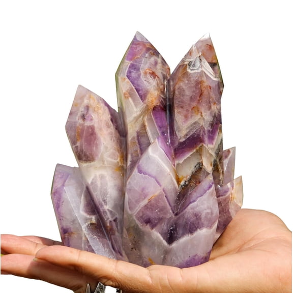 Superb Purple Chevron Amethyst Crystal Pointed Cluster for Healing Stone & Spiritual Home Decor, Sacred Crystal Gift Chakra Balancing, Serene Energy Enhancer for Yoga & Reiki 1030gm