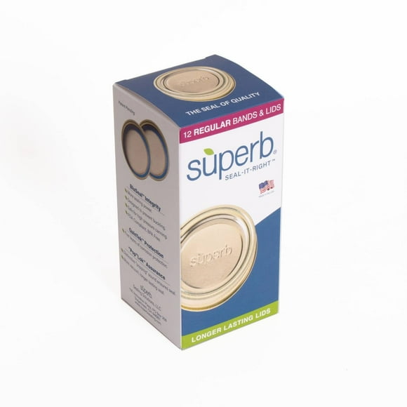 Superb Regular  Mouth Canning Lids & Bands  (12 Count) Mason Jar Metal Lids and Bands for Home Canning and Food Preservation