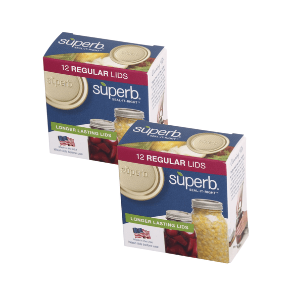 Superb Sealing Solutions Canning Lids - Mason Jar Regular Mouth Lid Toppers Fit Ball and Kerr Jars, 2.75 inch Food Grade with Thick Seals, USA Made, 24 Count