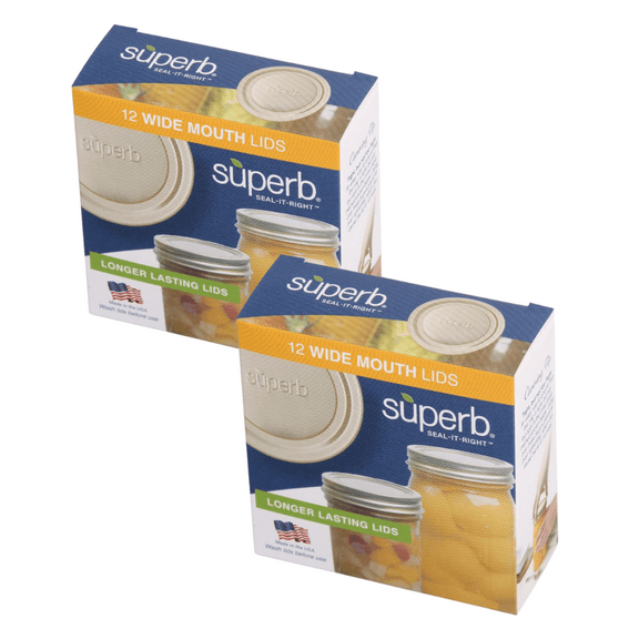 Superb Sealing Solutions Canning Lids - Mason Jar Wide Mouth Lid Toppers Fit Ball and Kerr Jars, 3.25 inch Food Grade with Thick Seals, USA Made, 24 Count