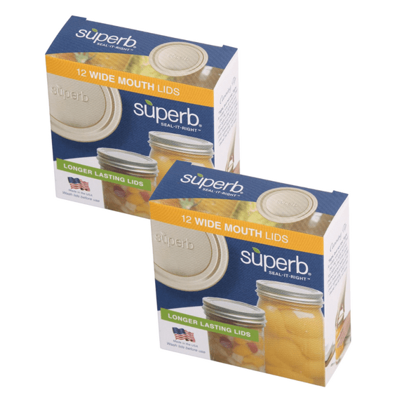 Superb Sealing Solutions Canning Lids - Mason Jar Wide Mouth Lid Toppers Fit Ball and Kerr Jars, 3.25 inch Food Grade with Thick Seals, USA Made, 24 Count