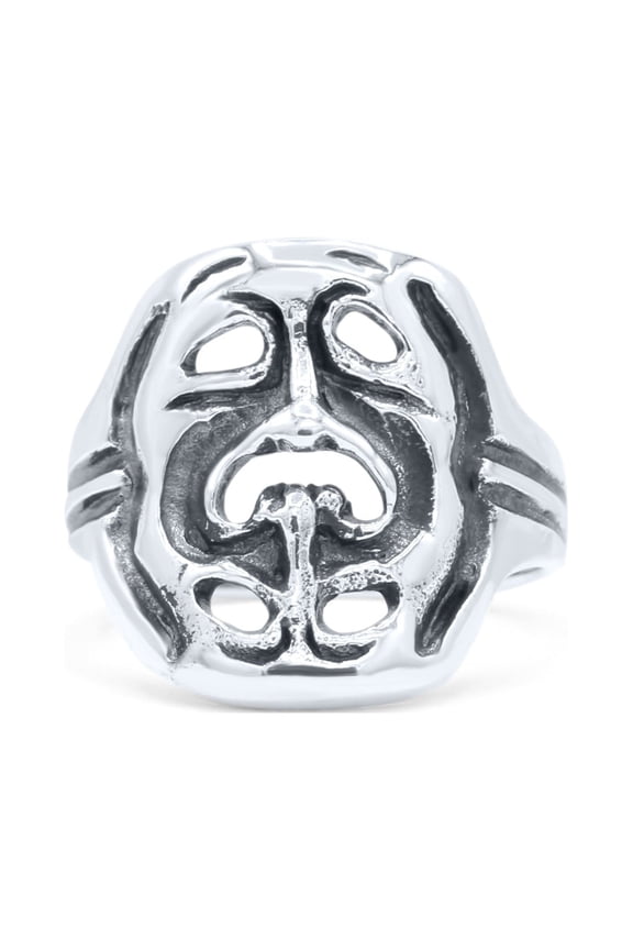 Superb Tragedy and Comedy Drama Masks Engraved Women Ring Band 925 Sterling Silver Size 8