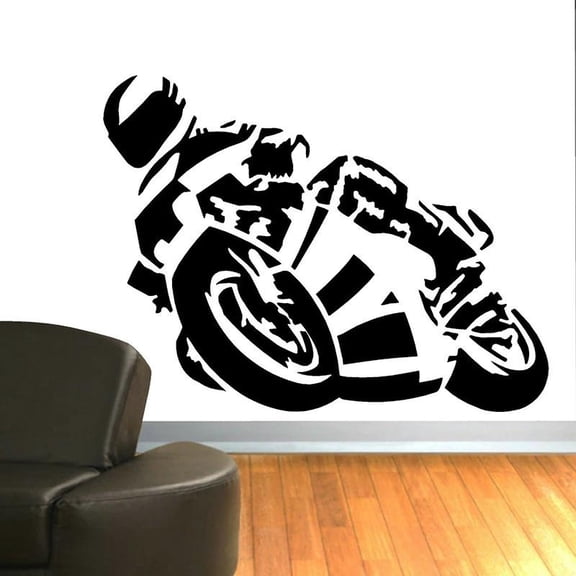 Superbike Racing Wall Decal Motorcycle Rider Vinyl Window Sticker Art Childrens Room Boys Bedroom Home Decoration Wallpaper 42x31cm