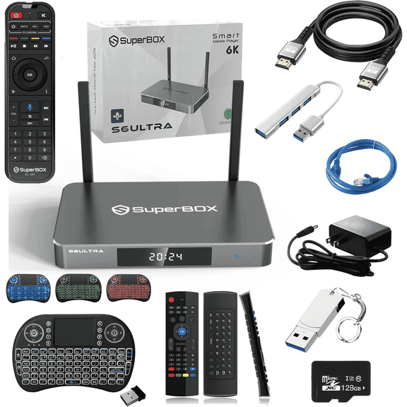 Superbox 2025 Latest S6 Ultra Smart TV Box with Voice Control, Compatible Cable