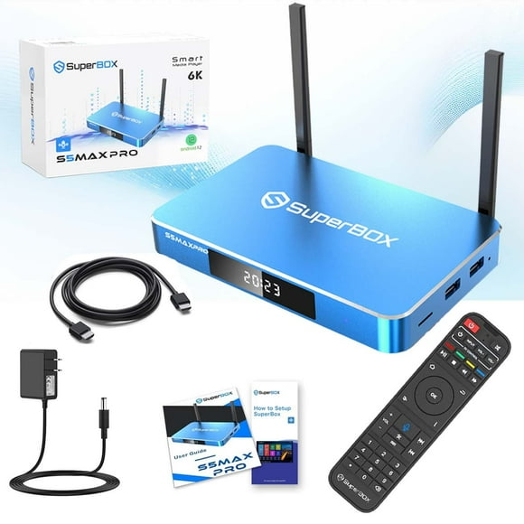 Super Box S5 Max PRO 2025 Fully Loaded, 4GB RAM+64GB ROM, SuperBox S5 Max Smart TV Box with Voice Remote, 2T2R Dual Band WiFi