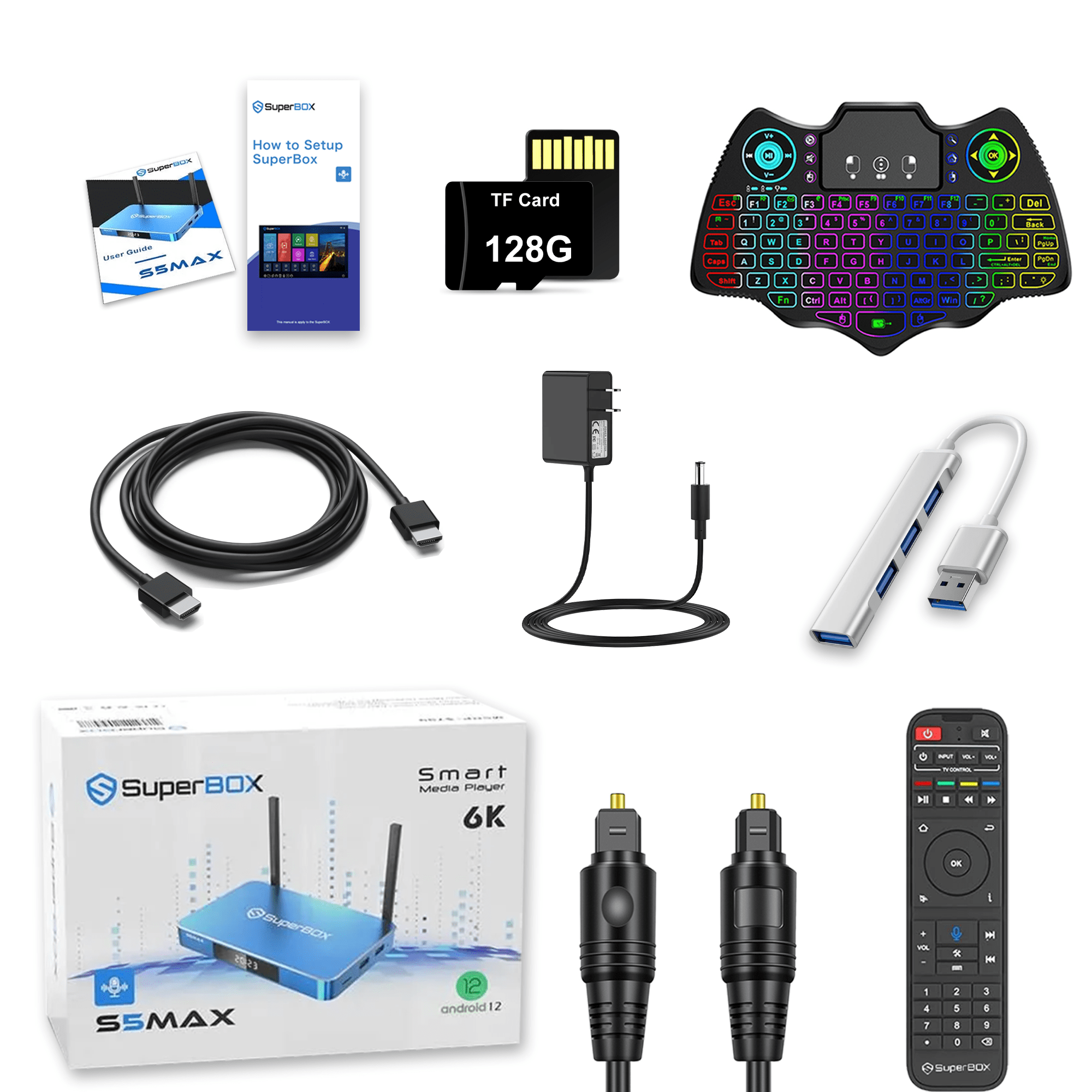 Superbox S5 Max Android Box 4G RAM 64G ROM with Keyboard, USB Hub, 128G ...