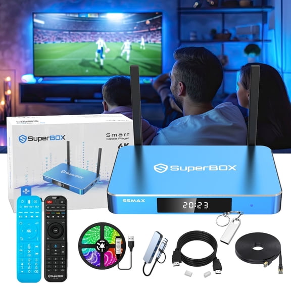 Superbox S5 Max Home Theater System Display Accessories 64GB 6K, Support Google Assistant&Colorful Decorative Light Strip