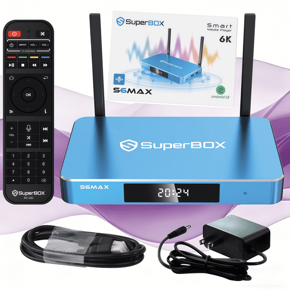 Superbox S6 M-ax Latest Version 2025 | 4GB+64GB Android Box | 6K Smart TV Box with Voice Remote | Parental Control Time | 8 Hours Time Shift | Easy Setup & Support