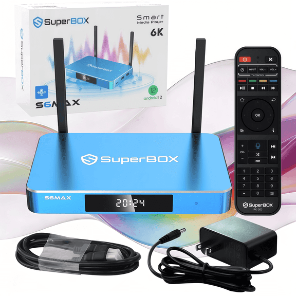 Superbox S6 MAX Latest Version 2025 | 4GB+64GB Smart Box | 6K Android TV Box with Voice Remote | Parental Control Time | 8 Hours Time Shift | Easy Setup & Support
