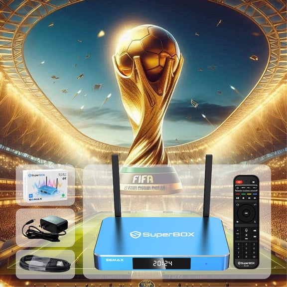Latest SuperBox S6 Max 2025 Fully Loaded for Sporting Events, 4G RAM+64G ROM Super Powerful Media Box S6Max for Family Entertainment, 6K Smart TV Box with Voice Remote, Time Shift & Parental Control