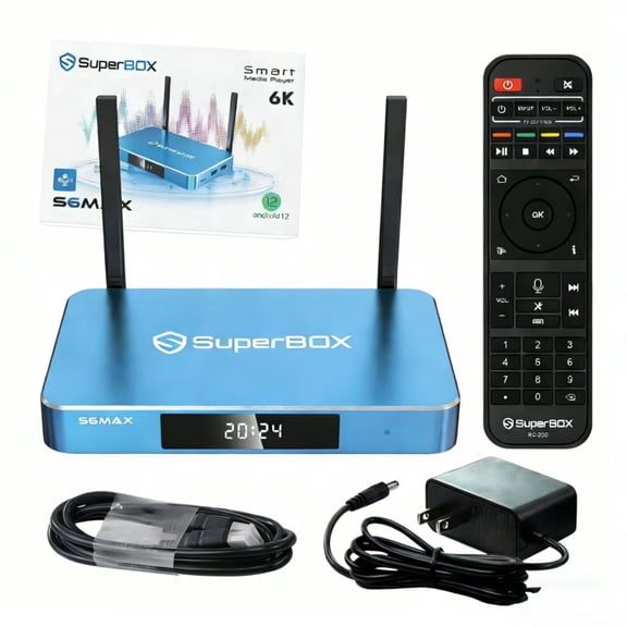 Superbox S6 Max Smart TV Box Custom Chip Android 12 4GB+64GB HDR10+ Voice Control Bluetooth 5.2 Easy Setup Old TV Upgrade 1-Year Warranty