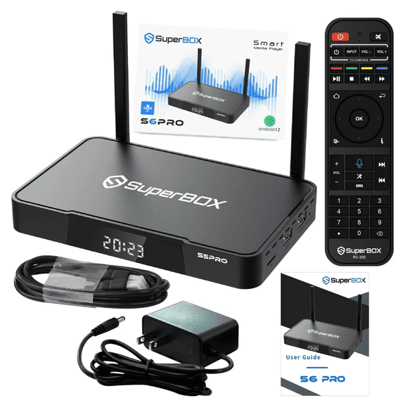 Superbox S6 Pro 2025 Newest Version, 4GB+32GB Smart TV Box, 6K Android TV Box with Voice Remote, Easy Setup & Support