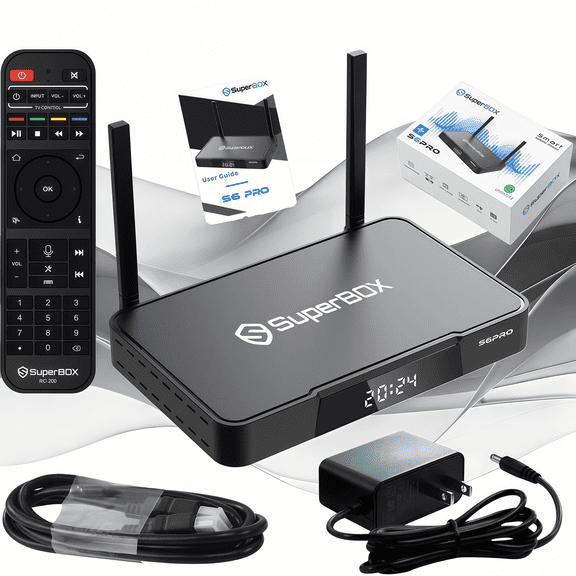 Superbox S6 Pro 2025 Smart TV Box, 4GB RAM + 32GB ROM, Dual Band WiFi, Voice Remote Included, Easy Setup