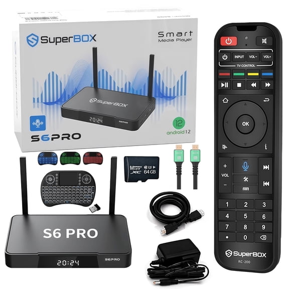 Superbox S6 Pro Latest Version 2025 | 4GB+32GB Smart Box | 4K Android TV Box with Voice Remote | 2T2R Dual Band Wifi | 8 Hours Time Shift | Easy Setup & Support