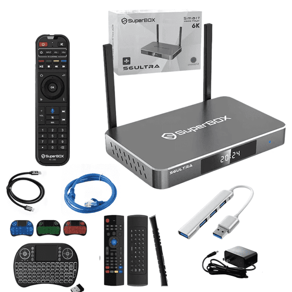 Superbox S6 Ultra 2025 New Version Box 4GB RAM+128GB ROM, with Setup Guide, Cable, Voice Remote,Power Supply