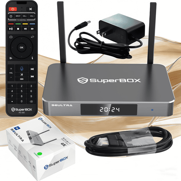 Superbox S6 Ultra 2025 Smart TV Box, 4GB RAM + 128GB ROM, Dual Band WiFi, Voice Remote Included, Easy Setup