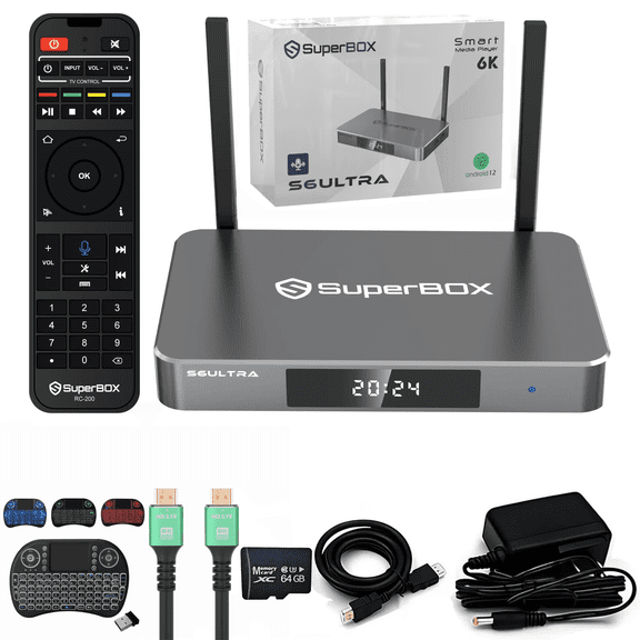 Superbox S6 Ultra Latest Version 2025 | 8 Hours Time Shift | Parental Control Time | 4GB+128GB Smart Box | 6K Android TV Box with Voice Remote | Superbox S5 Max 2024 Upgrade
