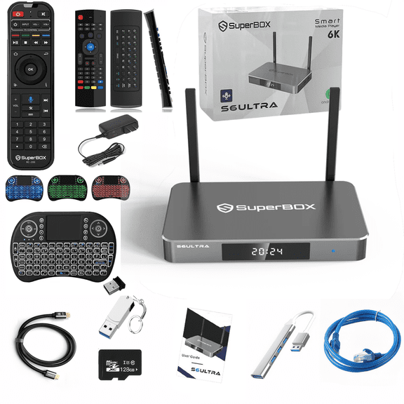 Superbox S6 Ultra Multi-Accessory Bundle with Voice Remote Control, 4GB +128GB Large Storage