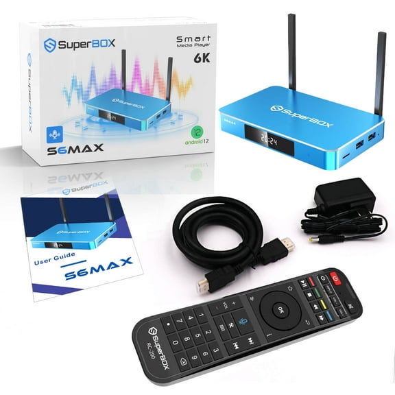 Superbox S6max Smart Android System TV Box,6K UHD Dolby Vision,with Voice Remote Control,HDMI,Easy Set-up