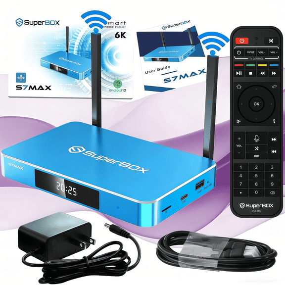 Superbox S7 Max 2026 Smart TV Box, 4GB+64GB, Dual Band WiFi, Time Shift, Parental Controls, Voice Remote Included, Easy Setup
