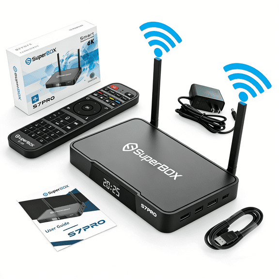 Superbox S7 Pro 2026 Smart TV Box, 4GB+32GB, Dual Band WiFi, Time Shift, Parental Controls, Voice Remote Included, Easy Setup