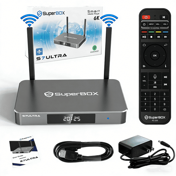 Superbox S7 Ultra 2026 Smart TV Box, 4GB+128GB, Dual Band WiFi, Time Shift, Parental Controls, Voice Remote Included, Easy Setup