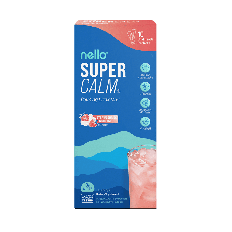その他 nellonello Nello Supercalm Calming Drink Mix Packets, Strawberries & Cream