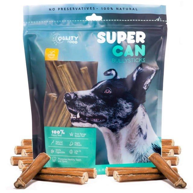 Supercan Bully Sticks for YPF5 Dogs 4"5" (25 Count) 100 Natural Farm