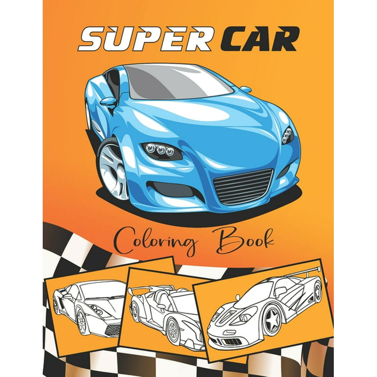 Race car coloring books for kids ages 4-8: luxury cars coloring