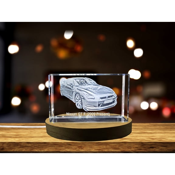 Supercar Icon: Nissan GT-R (2009–Present) - 3D Engraved Crystal Tribute