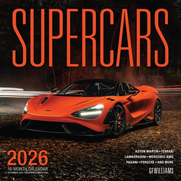 Supercars 2026: 16-Month Calendar--September 2025 Through December 2026, (Paperback)