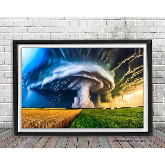 Supercell Tornado Art Print Storm Chaser Weather Decor, Unframed Canvas 8x10in