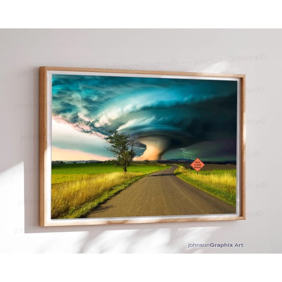 Supercell Tornado Photo Print Storm Chasers Wall Art, Unframed Canvas 8x10in