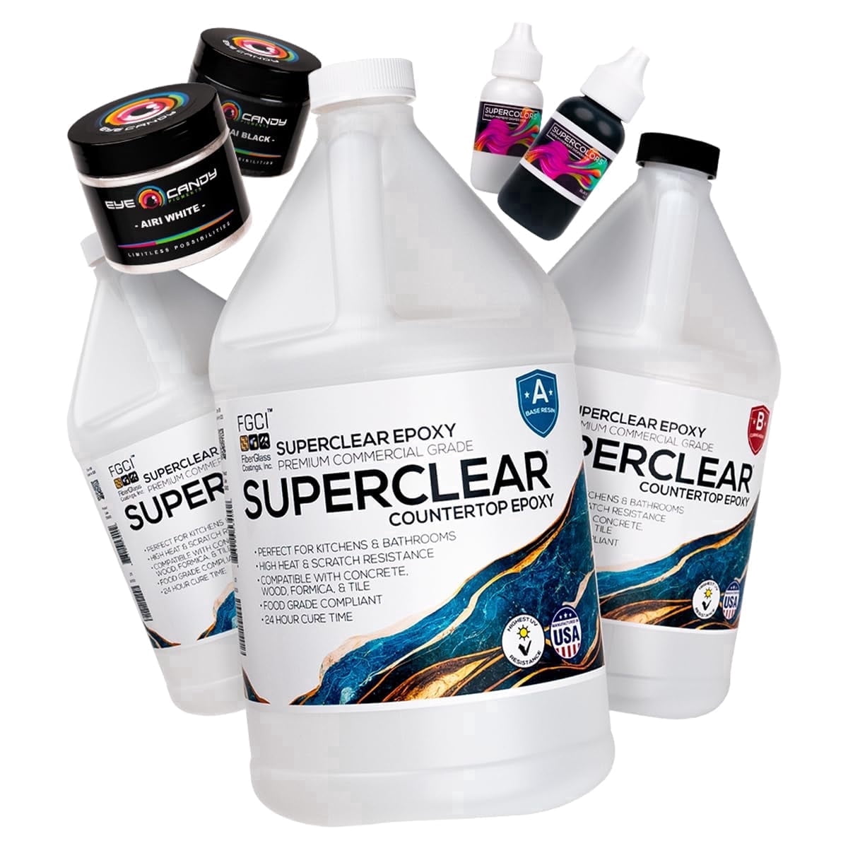 Super Clear Countertop Epoxy Resin, Black Marble 1.5 GL Kit, Easy DIY Countertops, Save More & Transform Kitchen, Bathroom Vanities, Shower Stalls, Man Caves, She Sheds & More!