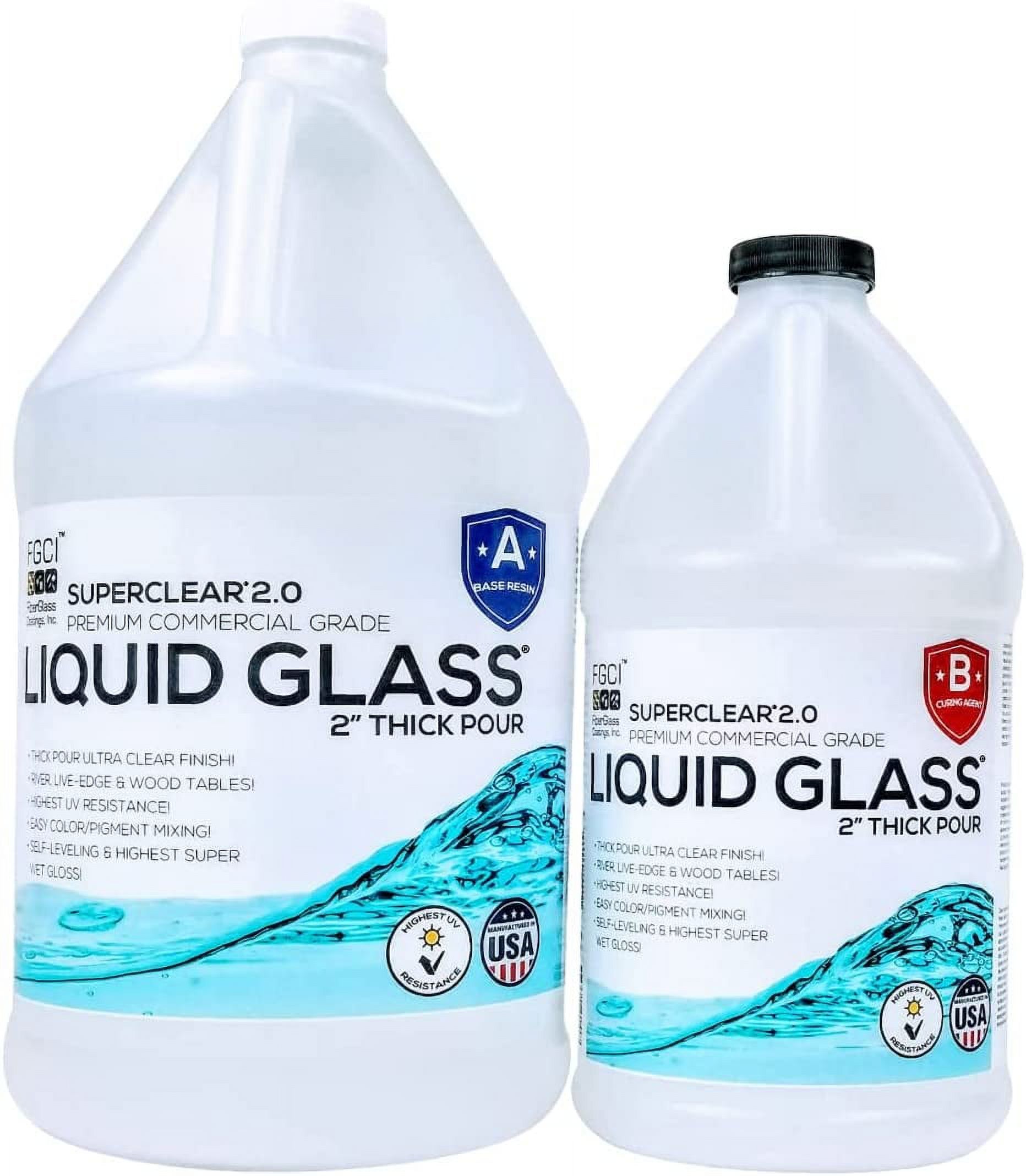 Superclear Deep Pour Premium Commercial Grade Epoxy Resin Kit, 1.5 Gallons  - 2:1 Crystal Clear Liquid Glass Pouring up to 2-4 - Self-Leveling Food